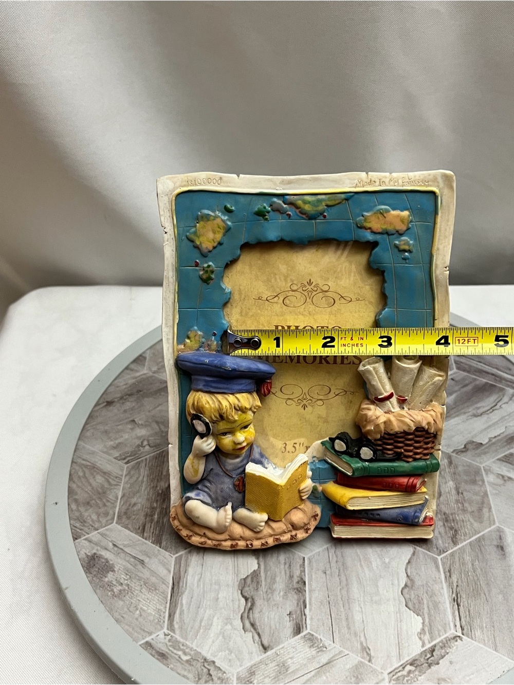 Photo Plus 3.5x5 School Child Books Map 3D Resin Picture Frame Vintage Decor - Picture 7 of 7